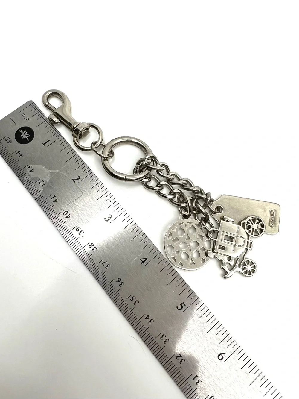 Coach Horse And Carriage Silver Tone Bag Charm Key Chain
